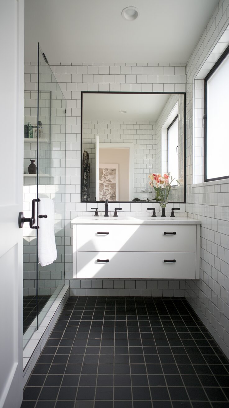 15 Modern Black Tile Bathroom Floor Ideas for Sleek Homes - Appliance Realm