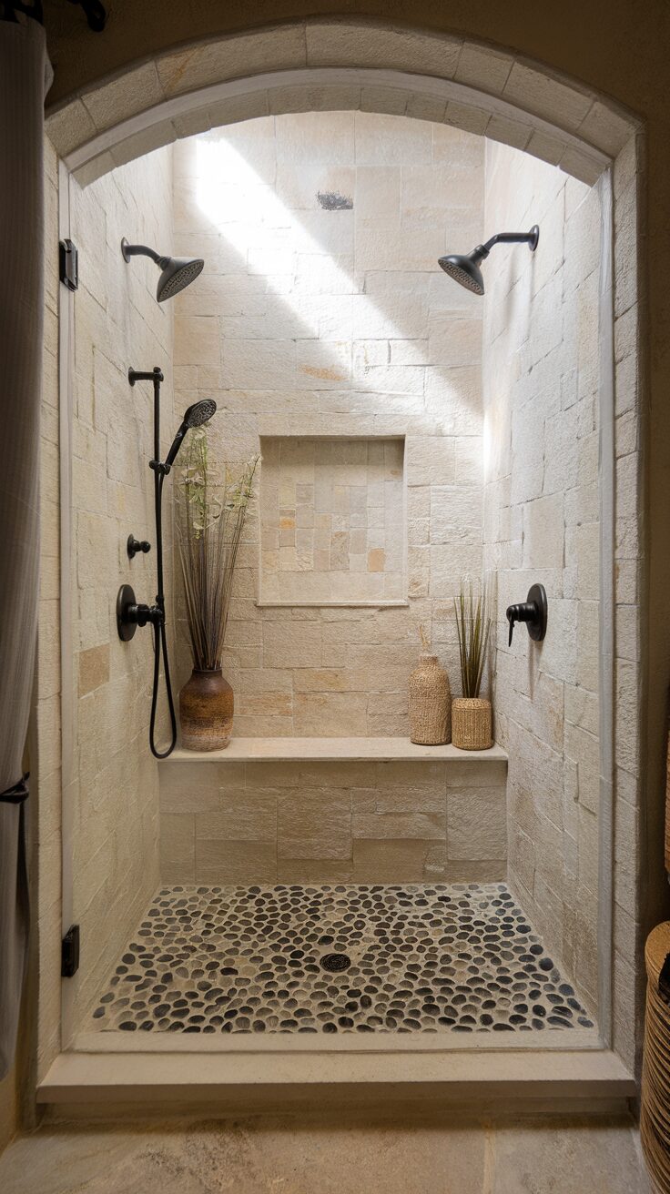 10 Rustic Walk-In Shower Ideas for a Warm Inviting Bath - Appliance Realm