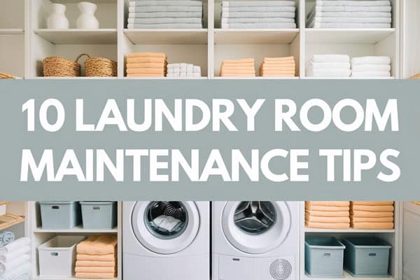 Efficient laundry room setup with organized shelves, baskets, and appliances for optimal cleaning an.