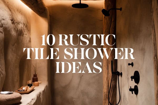Rustic tile shower with natural stone and earthy tones, perfect for creating a warm, inviting bathro.