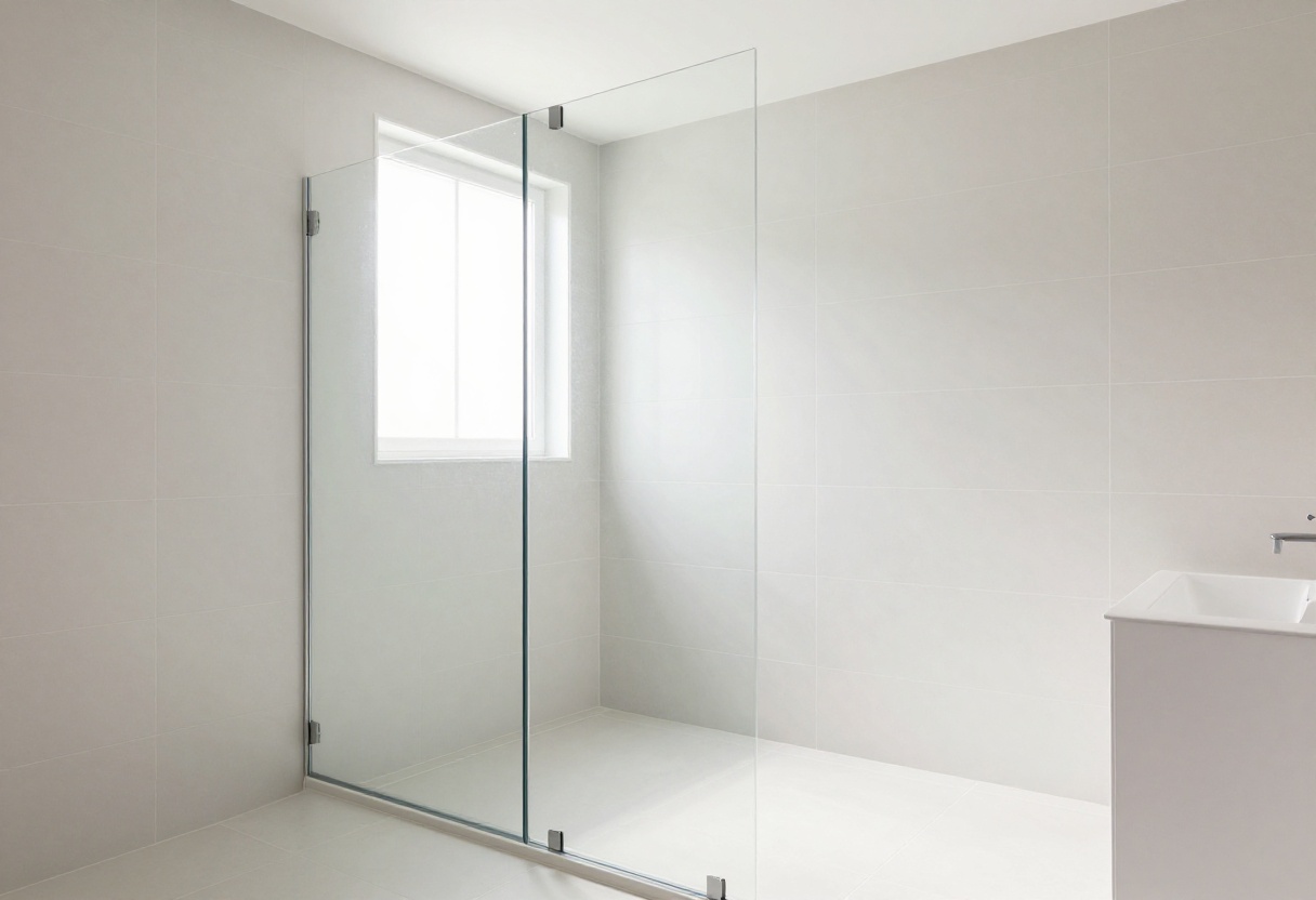 Modern master bathroom shower with elegant tile design and clean, minimalist aesthetic