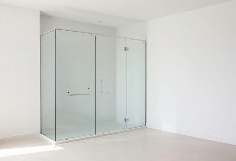 Frameless glass shower in a master bathroom with clean lines and bright natural light, showcasing stylish and functional home decor ideas.