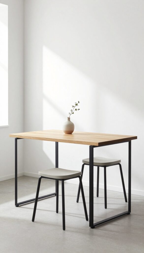 Slim counter-height table with stools in small kitchen