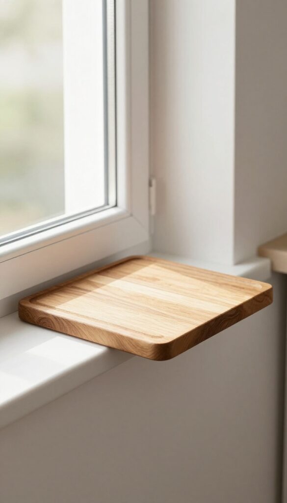 Pull-out cutting board below kitchen window