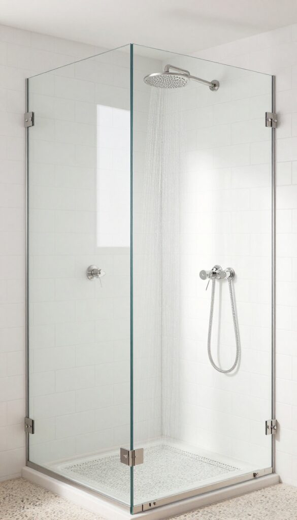 Multiple body spray jets in a walk-in shower with rain showerhead