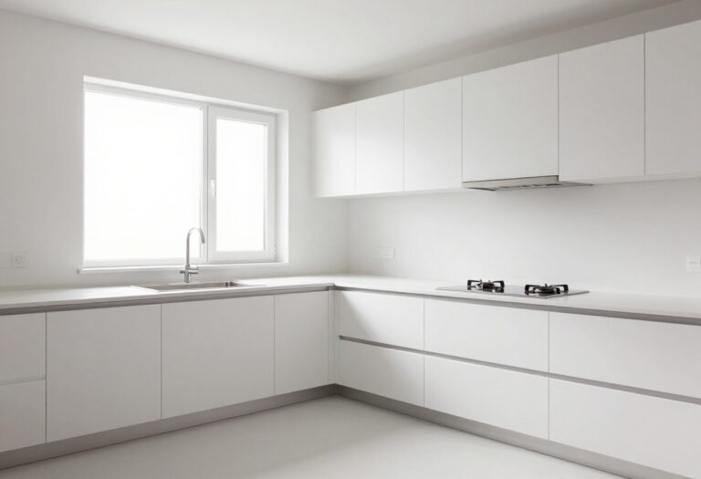 Clean modern kitchen with shiny stovetop and organized counters