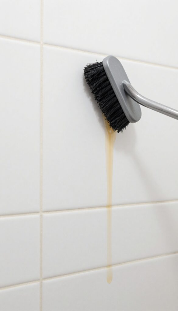 Cleaning white shower grout with bleach using a small brush