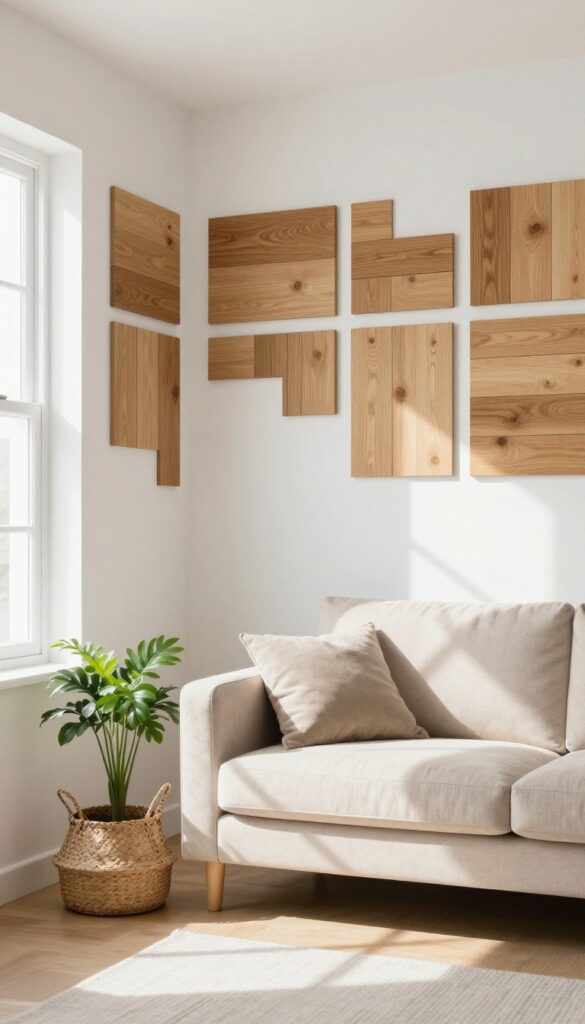 Peel-and-stick wall panels in a living room