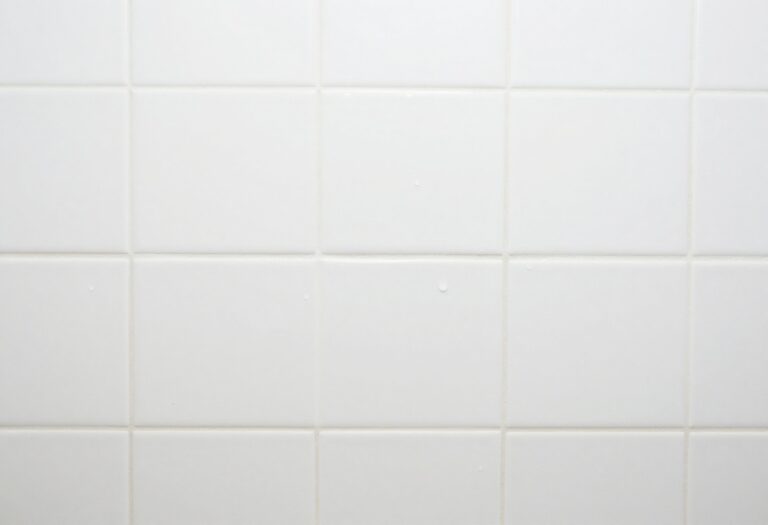 Clean shower tile with bright white grout lines