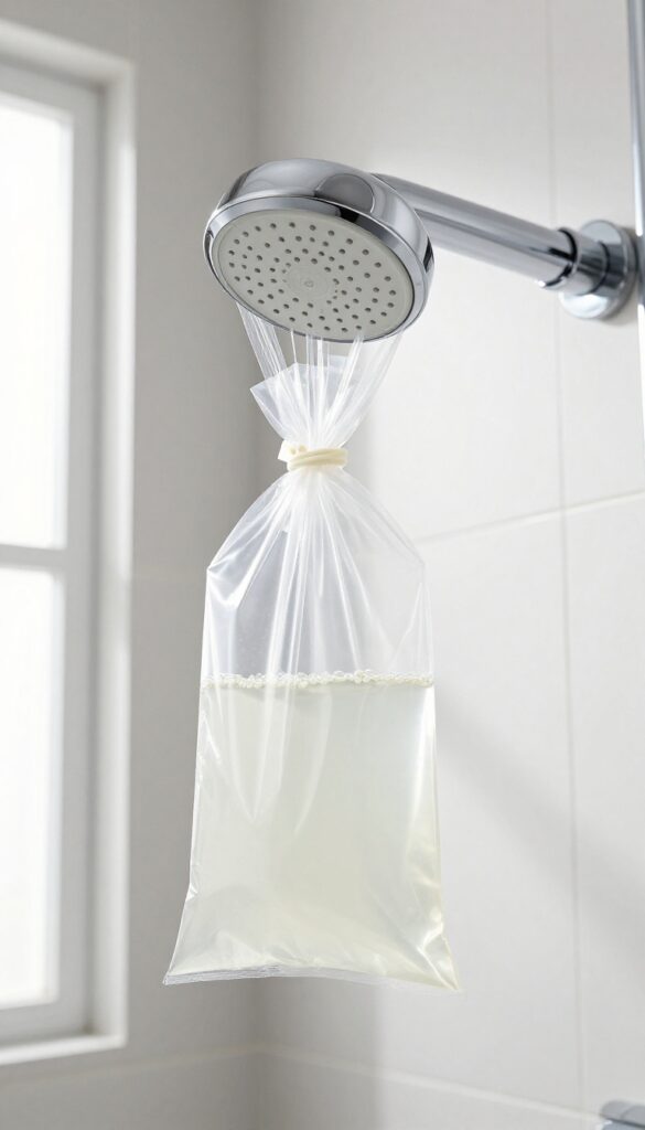 White vinegar soak for showerhead cleaning hack