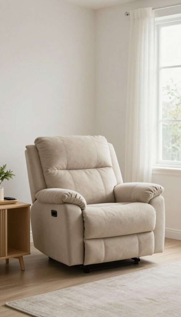 Slim console table behind a recliner in a cozy living room