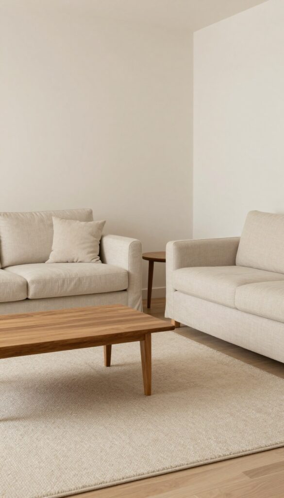 Cozy living room with a wall-to-wall carpet hiding a floor safe under a coffee table