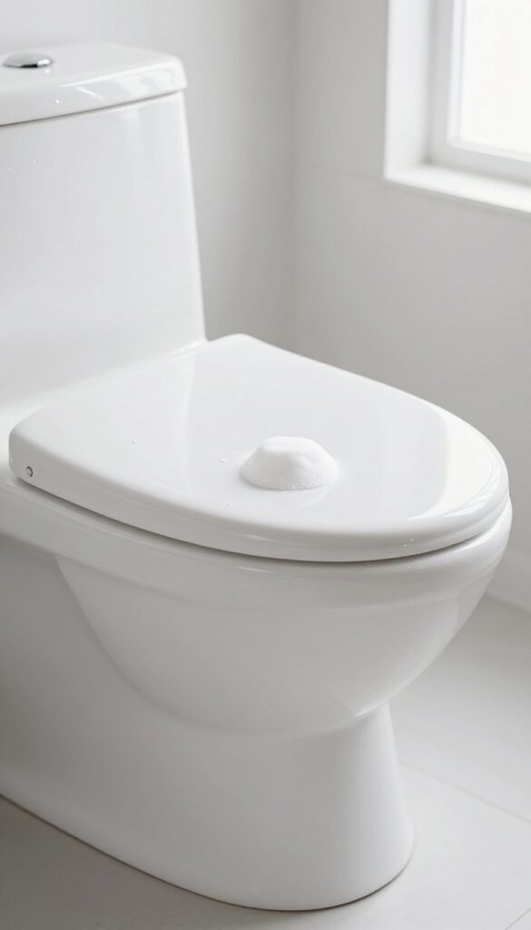 Sparkling clean toilet bowl after vinegar and baking soda cleaning