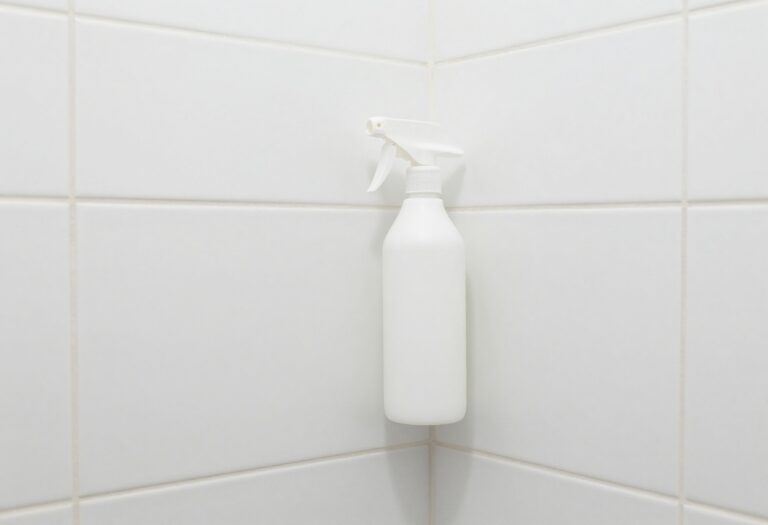 Clean shower grout after mold removal with a spray bottle of vinegar
