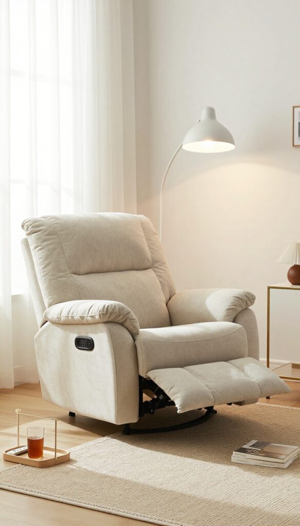 Cozy small living room with recliner and swing-arm floor lamp