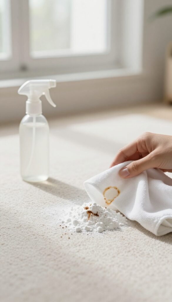 Carpet stain removal with vinegar and baking soda
