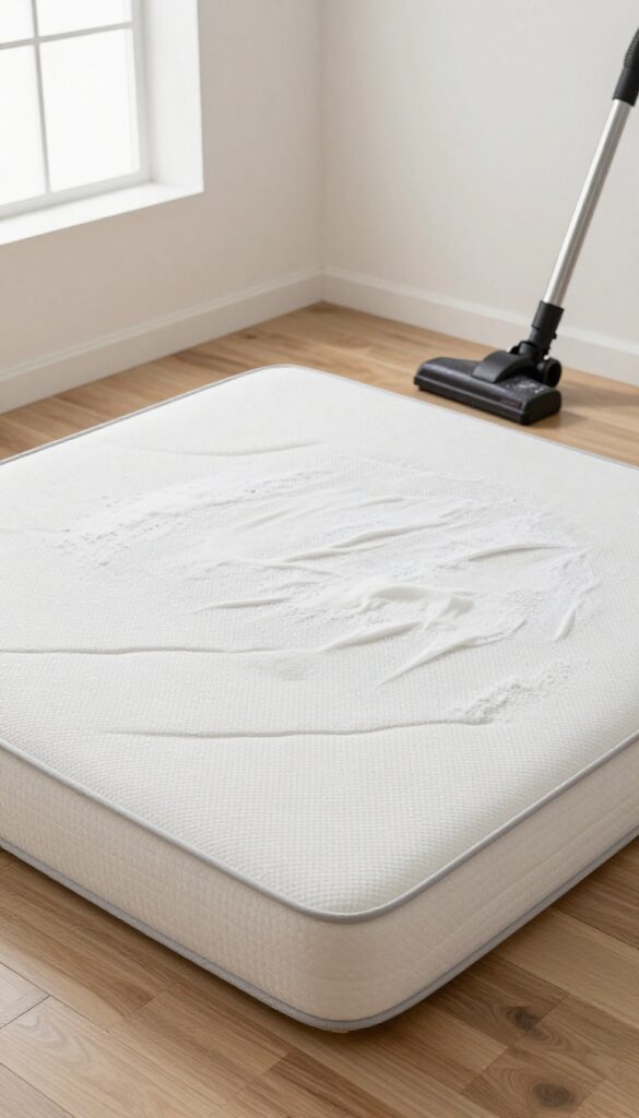 Baking soda spread on mattress to absorb urine odor