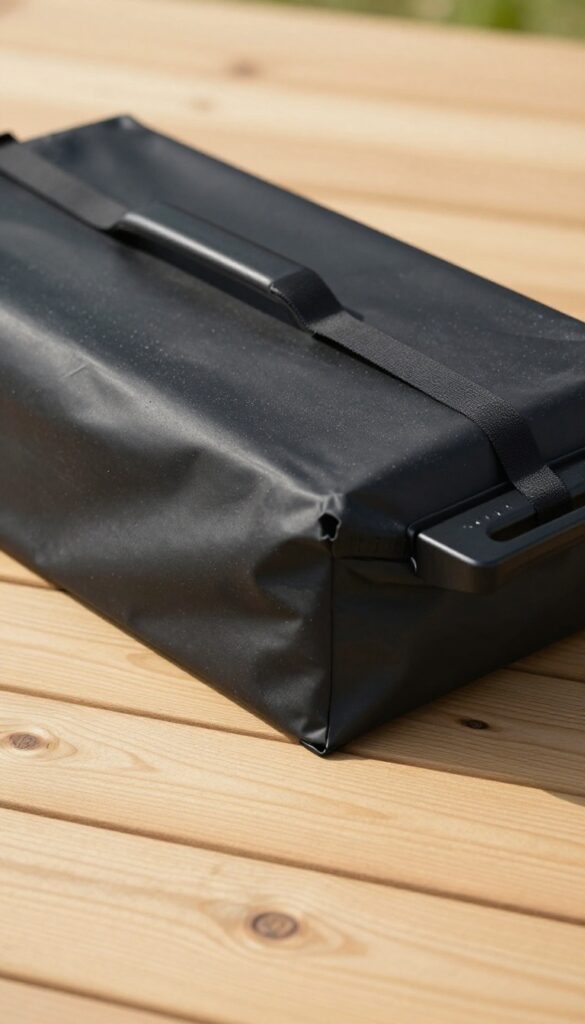 Blackstone griddle covered with a quality waterproof cover on a sunny deck