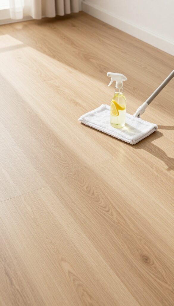 Laminate floor cleaning supplies with Castile soap and lemon essential oil