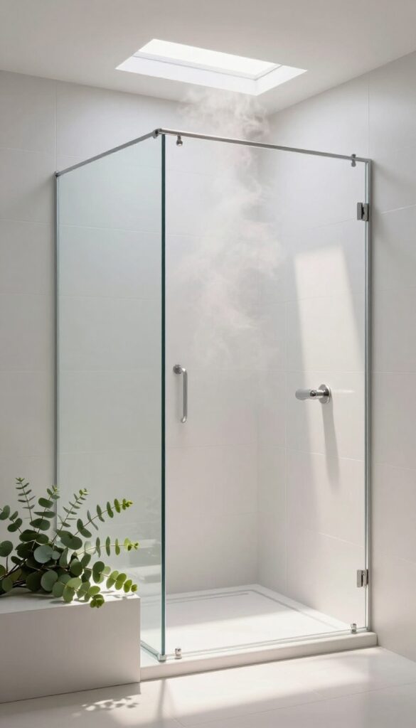 Bright shower with skylight and natural sunlight