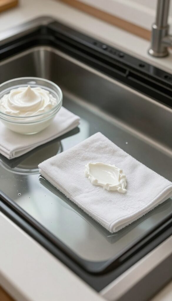 Cream of tartar polish on oven door glass