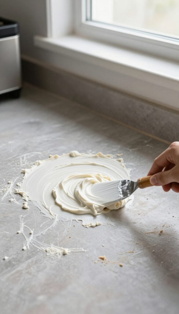 Applying a thick paste made from dishwasher pods to stubborn baked-on oven grime