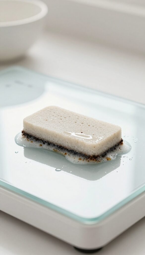 Wet pumice stone on a ceramic cooktop cleaning burnt food residue