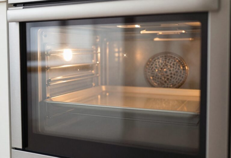 Clean oven glass window with a clear view of the interior