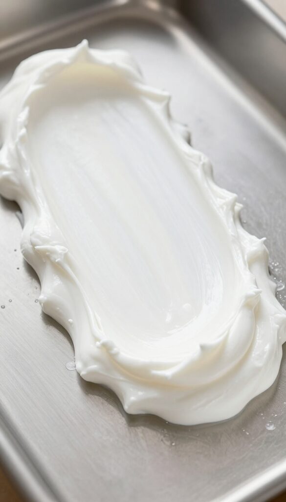 Thick baking soda and cornstarch paste applied to vertical oven wall