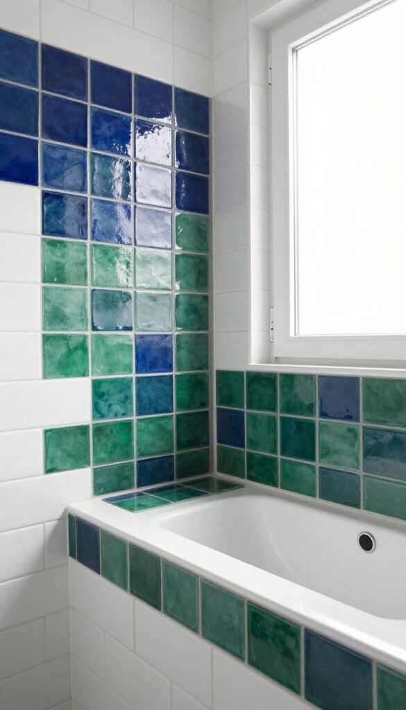 Modern shower with zellige tile accent strip