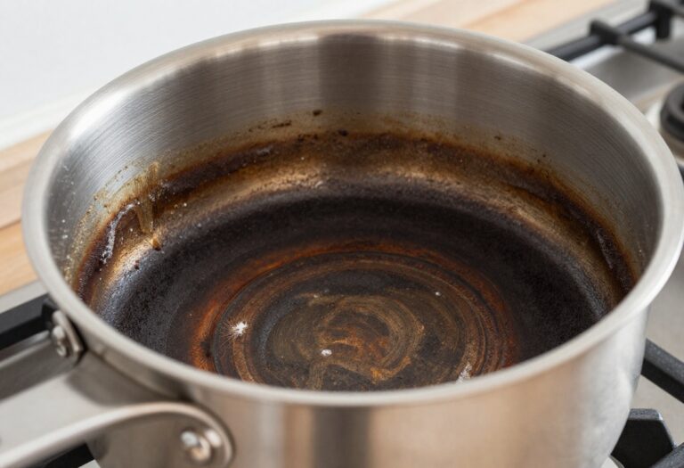 Cleaning a burnt pot with baking soda paste