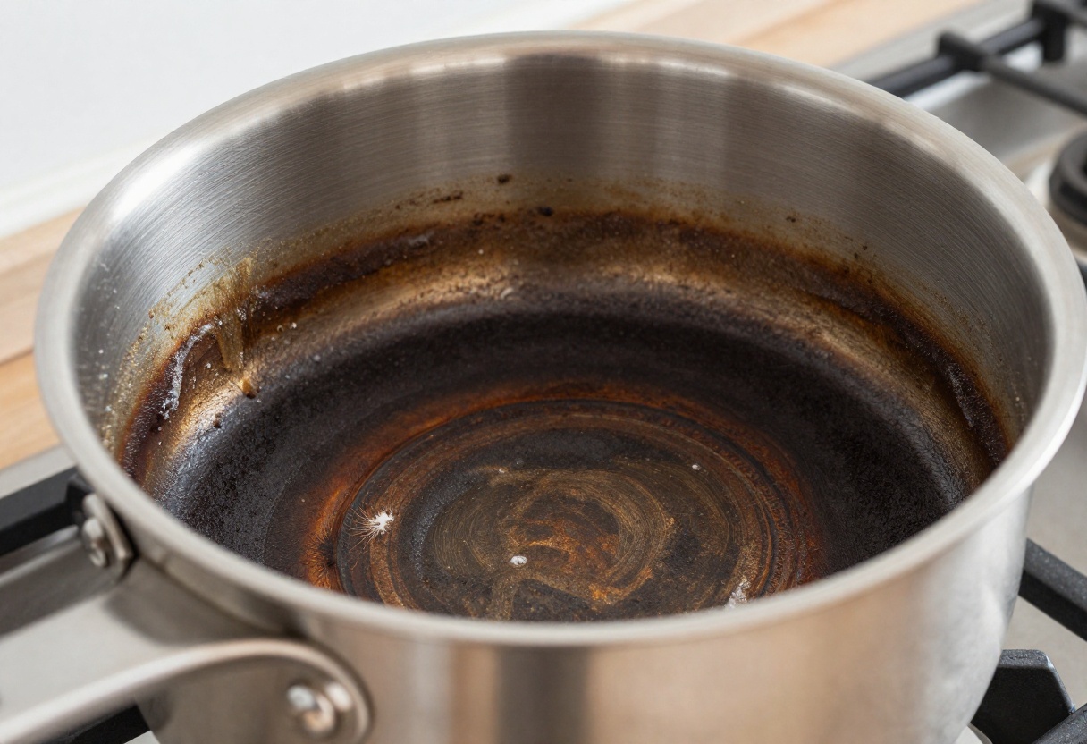 Cleaning a burnt pot with baking soda paste
