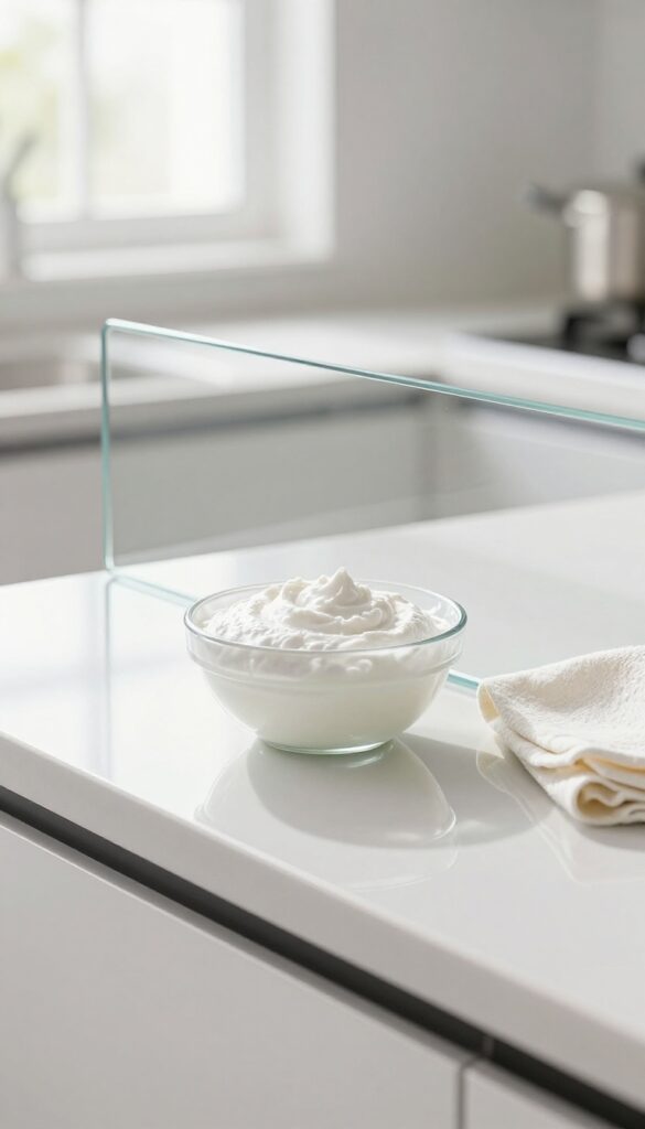 Vinegar and cornstarch polish for oven glass door