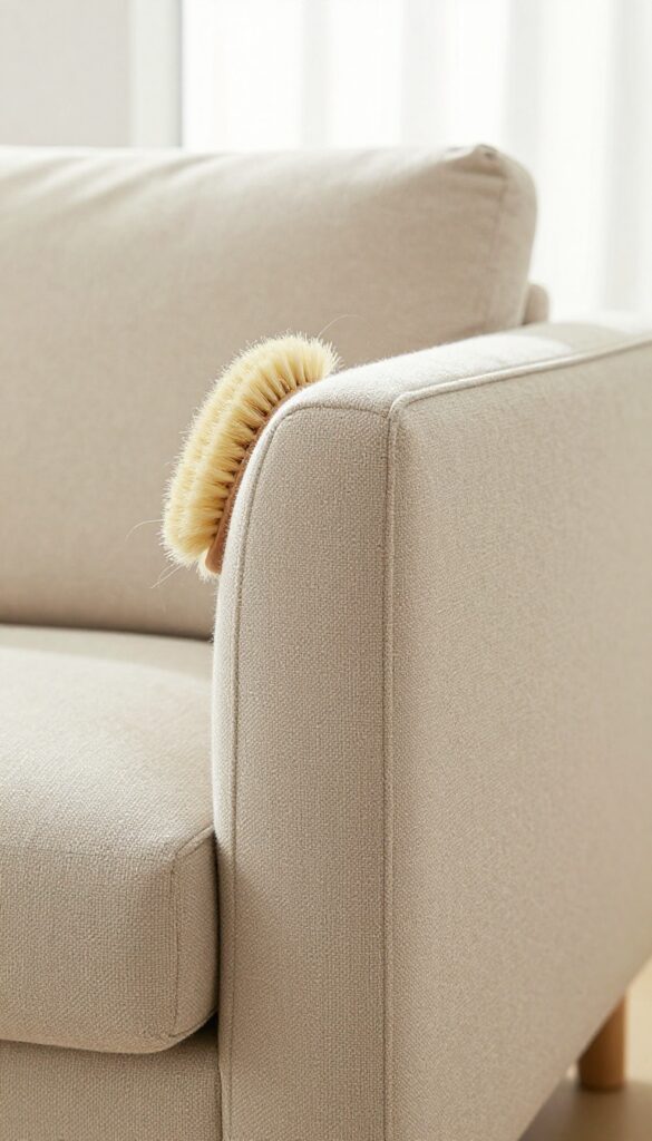 Soft brush restoring texture on upholstery fabric