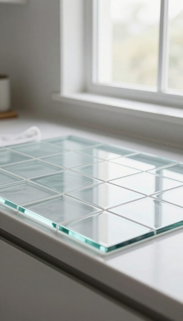 Sparkling glass tile backsplash with microfiber mop
