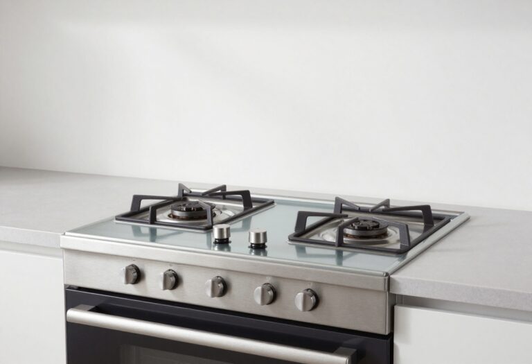 Clean modern stove with glass cooktop in bright kitchen