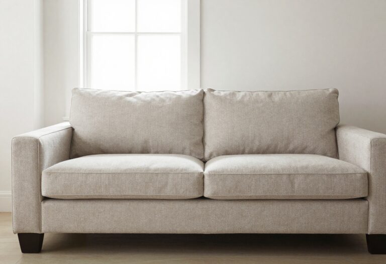 Fresh and spotless upholstery on a clean sofa in a bright living room