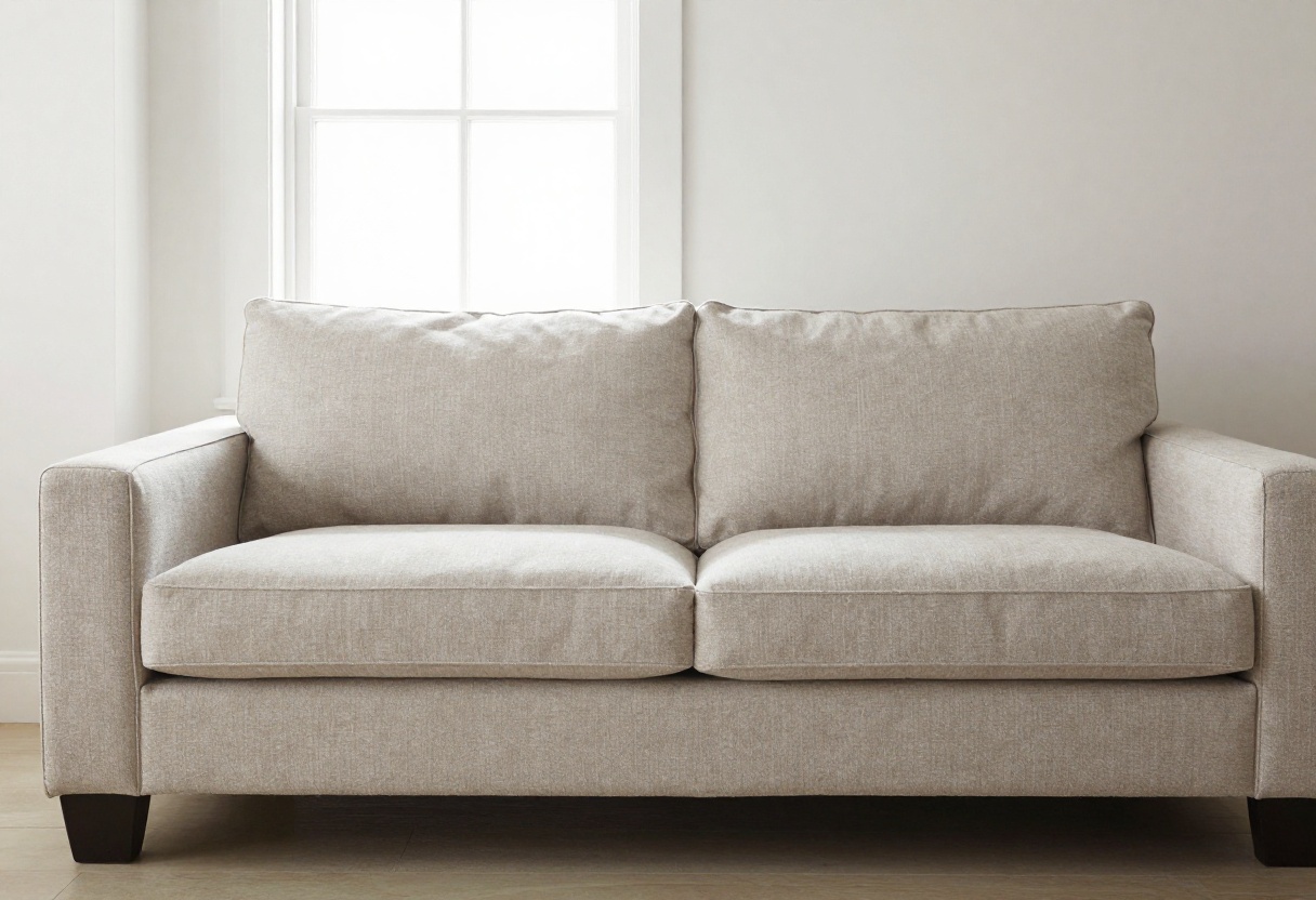 Fresh and spotless upholstery on a clean sofa in a bright living room