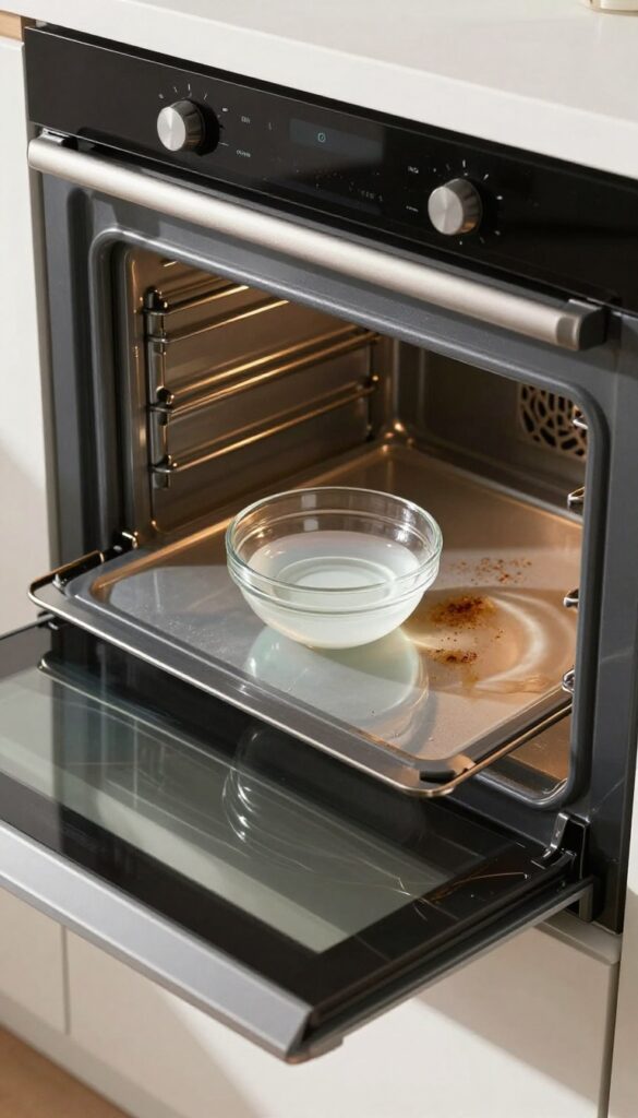 Ammonia bowl in oven for fume cleaning method