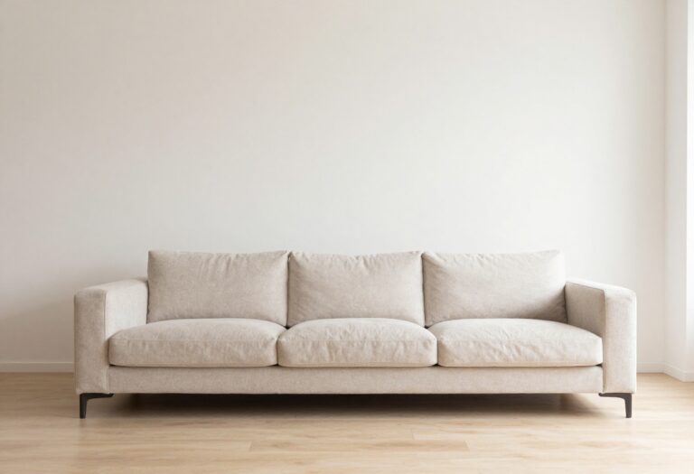 Clean sofa in a bright living room