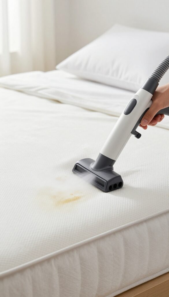 Steam cleaning a mattress to remove deep set urine stains