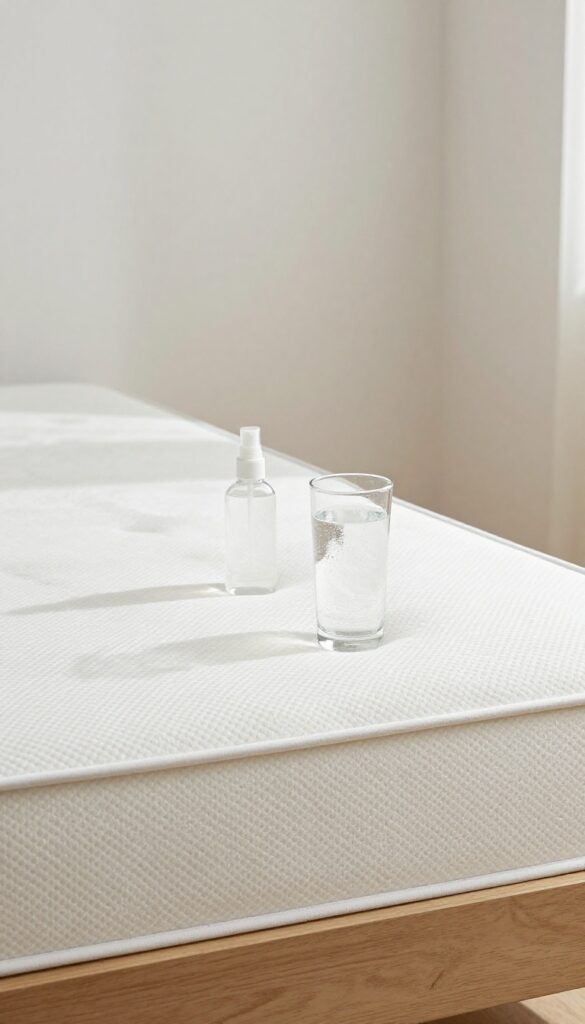Club soda on a clean white mattress for urine stain removal