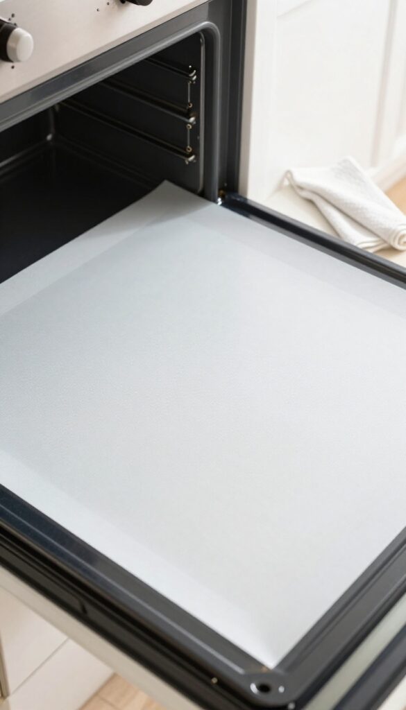 Clean oven floor with silicone mat and damp cloth