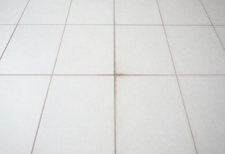 Clean tile floor with bright grout lines after cleaning