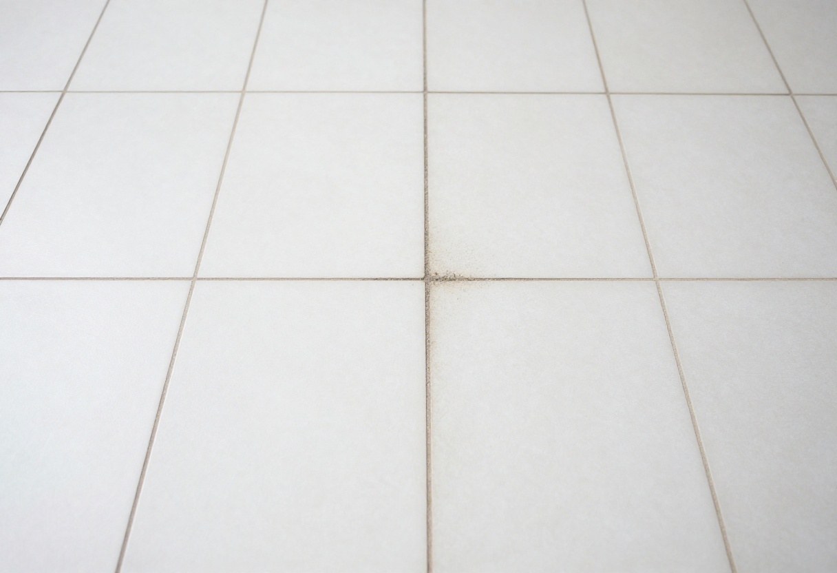 Clean tile floor with bright grout lines after cleaning