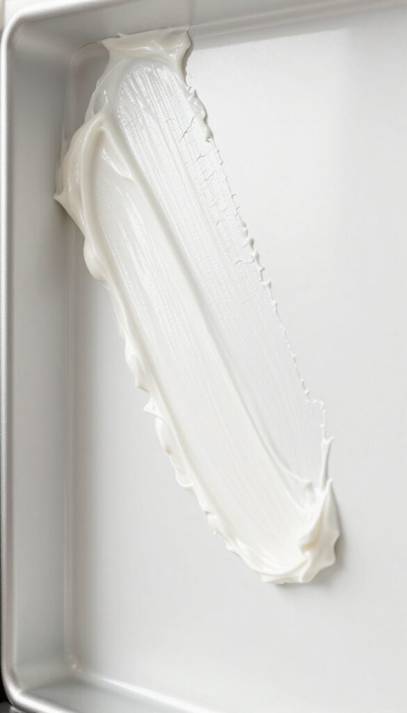 White vinegar and cornstarch paste applied to vertical oven wall for grease removal