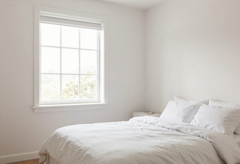 A clean and organized bedroom after a deep clean, with fresh bedding and tidy surfaces.