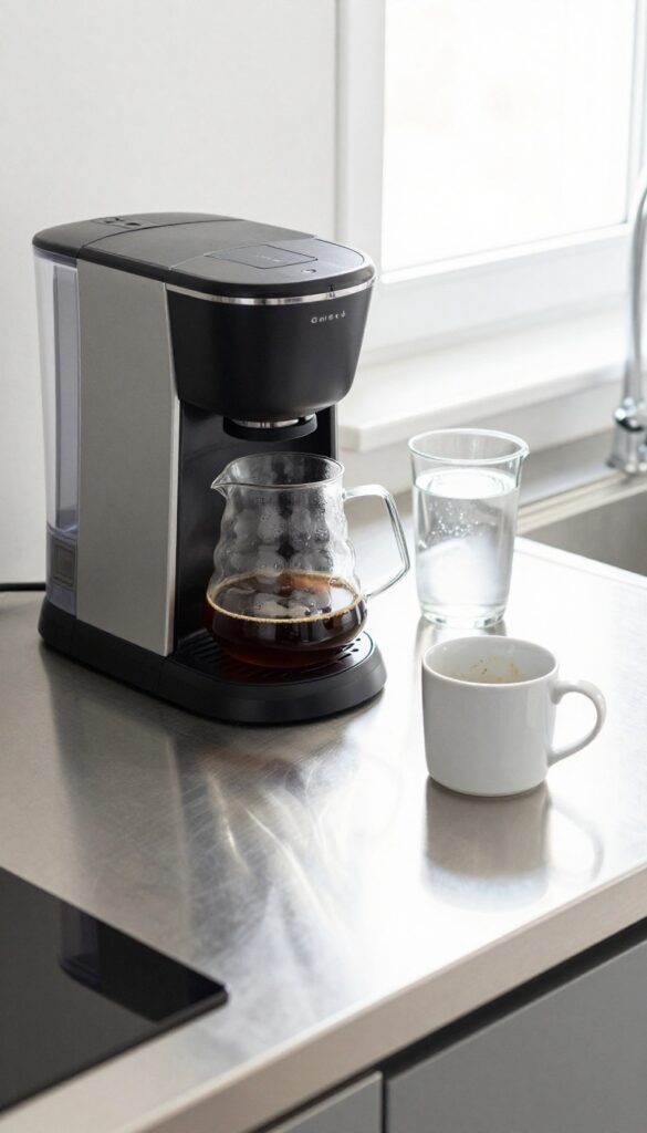 Daily rinse of coffee maker with fresh water to prevent buildup