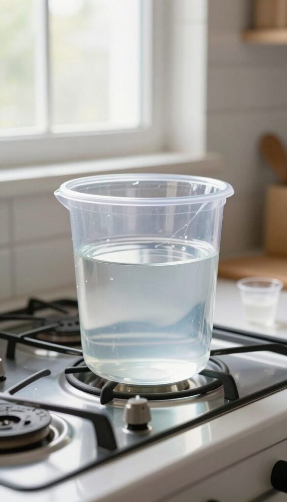 Burner grates inside a trash bag with ammonia for overnight soak