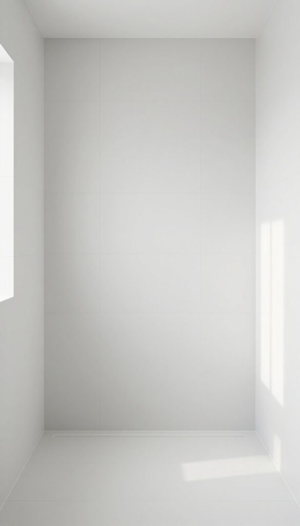 Modern shower with large-format tiles and minimal grout lines